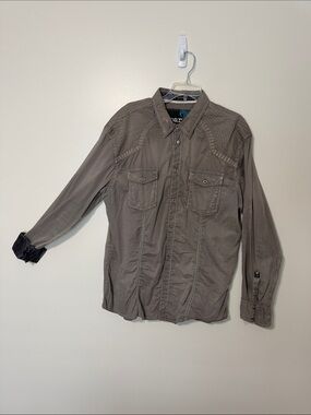 Roar Men's Taupe Button-Up Shirt Jacket